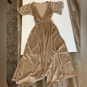 Champagne velvet Baltic born bridesmaid dress size L.